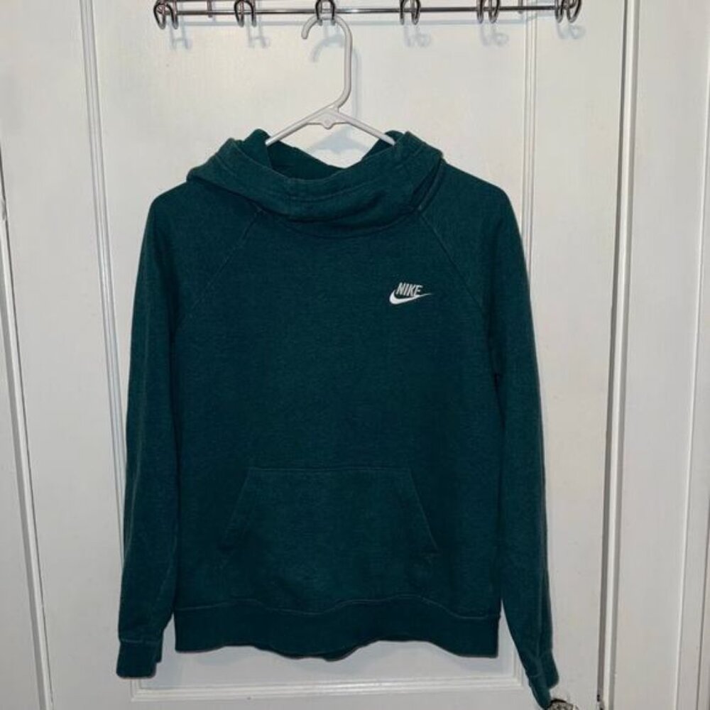 Nike womens cowl neck fleece pullover hoodie teal size s